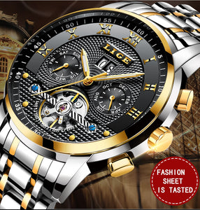 LIGE Mens Watches Fashion Top Brand Luxury Business Automatic Mechanical Watch Men Casual Waterproof Watch Relogio Masculino+Box