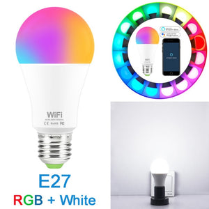 WiFi Smart Light Bulb 15W RGB Lamp E27 B22 Dimmable Smart Bulb Voice Control Magic Lamp AC110V 220V Work with Amazon/Google Home