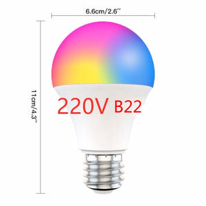 15W Smart Light Bulb Dimmable WiFi LED Lamp E27 B22 Color Changing Lamp RGB Magic Bulb 110V 220V Alexa Google Home App Control