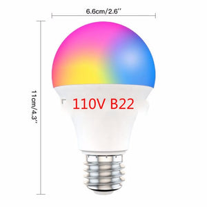 15W Smart Light Bulb Dimmable WiFi LED Lamp E27 B22 Color Changing Lamp RGB Magic Bulb 110V 220V Alexa Google Home App Control