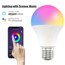 โหลดรูปภาพลงในเครื่องมือใช้ดูของ Gallery 15W Smart Light Bulb Dimmable WiFi LED Lamp E27 B22 Color Changing Lamp RGB Magic Bulb 110V 220V Alexa Google Home App Control
