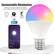 โหลดรูปภาพลงในเครื่องมือใช้ดูของ Gallery 15W Smart Light Bulb Dimmable WiFi LED Lamp E27 B22 Color Changing Lamp RGB Magic Bulb 110V 220V Alexa Google Home App Control
