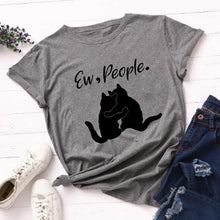 Load image into Gallery viewer, Ew People T-Shirt Funny Cats with Mask Graphic Tshirt Kawaii Cartoon T Shirt Women Ladies Tee Shirts Dropshipping Female Tops
