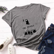 Load image into Gallery viewer, Ew People T-Shirt Funny Cats with Mask Graphic Tshirt Kawaii Cartoon T Shirt Women Ladies Tee Shirts Dropshipping Female Tops
