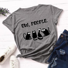 Load image into Gallery viewer, Ew People T-Shirt Funny Cats with Mask Graphic Tshirt Kawaii Cartoon T Shirt Women Ladies Tee Shirts Dropshipping Female Tops
