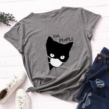 Load image into Gallery viewer, Ew People T-Shirt Funny Cats with Mask Graphic Tshirt Kawaii Cartoon T Shirt Women Ladies Tee Shirts Dropshipping Female Tops
