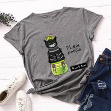 Load image into Gallery viewer, Ew People T-Shirt Funny Cats with Mask Graphic Tshirt Kawaii Cartoon T Shirt Women Ladies Tee Shirts Dropshipping Female Tops
