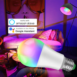 WiFi Ampoule LED E27 E14 B22 15W RGBW Smart Light Bulb Cellphone Remote Dimmable Intelligent WiFi Lamp Alexa Google Assistant