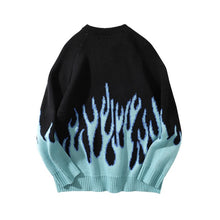 Load image into Gallery viewer, Sweater Men Streetwear Retro Flame Pattern Hip Hop Autumn New Pull Over Spandex O-neck Oversize Couple Casual Men&#39;s Sweaters
