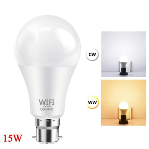 15W WiFi Smart Light Bulb B22 E27 LED RGB Lamp Alexa Google Home 85-265V RGB+White Dimmable Timer Function Magic Bulb Dropship