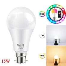 โหลดรูปภาพลงในเครื่องมือใช้ดูของ Gallery 15W WiFi Smart Light Bulb B22 E27 LED RGB Lamp Alexa Google Home 85-265V RGB+White Dimmable Timer Function Magic Bulb Dropship
