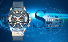 โหลดรูปภาพลงในเครื่องมือใช้ดูของ Gallery CURREN Casual Sport Watches for Men Blue Top Brand Luxury Military Leather Wrist Watch Man Clock Fashion Chronograph Wristwatch
