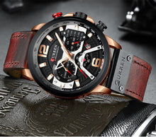 將圖片載入圖庫檢視器 CURREN Casual Sport Watches for Men Blue Top Brand Luxury Military Leather Wrist Watch Man Clock Fashion Chronograph Wristwatch
