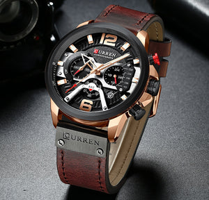 CURREN Casual Sport Watches for Men Blue Top Brand Luxury Military Leather Wrist Watch Man Clock Fashion Chronograph Wristwatch