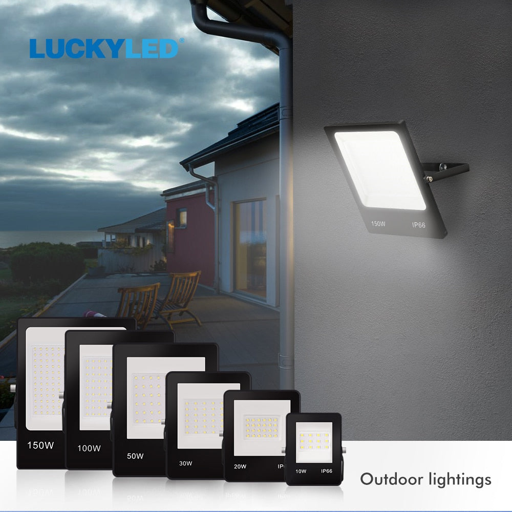 LUCKYLED Led FloodLight 10W 20W 30W 50W 100W 150W Reflector Led Waterproof IP66 Led Flood Light Outdoor Spotlight Stree Lamp