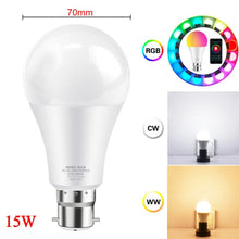Load image into Gallery viewer, Tuya Smart Light Bulb 15w Color Changing WiFi Light E27 B22 RGB LED Bulb Dimmable Alexa Compatible Smart Life APP Google

