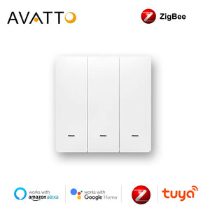 AVATTO Tuya Zigbee Switch With / No Neutral,Smart Wireless EU Standard 2 Ways Control Light Switche work with Alexa, Google Home