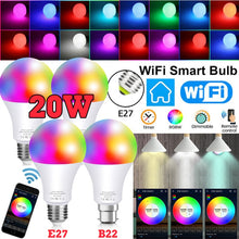โหลดรูปภาพลงในเครื่องมือใช้ดูของ Gallery 15W WiFi Smart Bulb B22 E27 LED RGB Light Lamp Work Alexa Google Home With RGB+ Dimmable Remote Control Colore Light Magic Bulb
