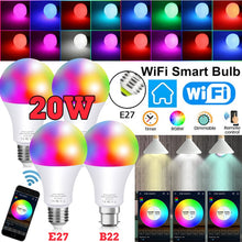 將圖片載入圖庫檢視器 15W WiFi Smart Bulb B22 E27 LED RGB Light Lamp Work Alexa Google Home With RGB+ Dimmable Remote Control Colore Light Magic Bulb
