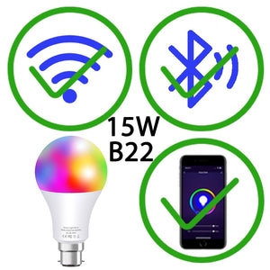 15W WiFi Smart Bulb B22 E27 LED RGB Light Lamp Work Alexa Google Home With RGB+ Dimmable Remote Control Colore Light Magic Bulb