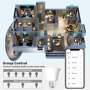 15W WiFi Smart Bulb B22 E27 LED RGB Light Lamp Work Alexa Google Home With RGB+ Dimmable Remote Control Colore Light Magic Bulb