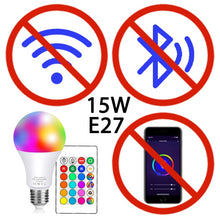 將圖片載入圖庫檢視器 15W WiFi Smart Bulb B22 E27 LED RGB Light Lamp Work Alexa Google Home With RGB+ Dimmable Remote Control Colore Light Magic Bulb
