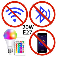 將圖片載入圖庫檢視器 15W WiFi Smart Bulb B22 E27 LED RGB Light Lamp Work Alexa Google Home With RGB+ Dimmable Remote Control Colore Light Magic Bulb
