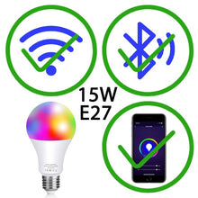 โหลดรูปภาพลงในเครื่องมือใช้ดูของ Gallery 15W WiFi Smart Bulb B22 E27 LED RGB Light Lamp Work Alexa Google Home With RGB+ Dimmable Remote Control Colore Light Magic Bulb
