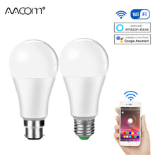 將圖片載入圖庫檢視器 15W WiFi Smart LED Light Bulb E27 B22 Ampoule LED Intelligent Dimmable Night Lamp Apply to alexa google Home Assistant Echo
