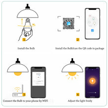 將圖片載入圖庫檢視器 15W WiFi Smart LED Light Bulb E27 B22 Ampoule LED Intelligent Dimmable Night Lamp Apply to alexa google Home Assistant Echo
