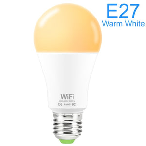 15W 220V WiFi Smart Bulb Dimmable Multicolor E27 B22 RGB WiFi LED Magic Lamp Work with Alexa/Google Home Remote Control By APP