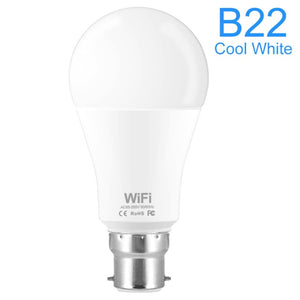 15W 220V WiFi Smart Bulb Dimmable Multicolor E27 B22 RGB WiFi LED Magic Lamp Work with Alexa/Google Home Remote Control By APP