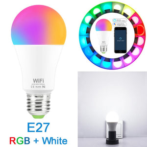 15W 220V WiFi Smart Bulb Dimmable Multicolor E27 B22 RGB WiFi LED Magic Lamp Work with Alexa/Google Home Remote Control By APP