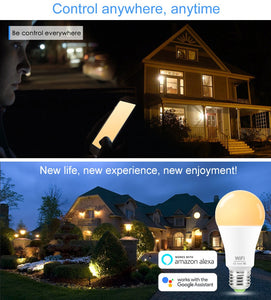 AC85-265V 15W Smart WiFi Led Bulb E27 B22 Dimmable Color Changing RGB Light Bulb Works With Alexa Google Home No Hub Required