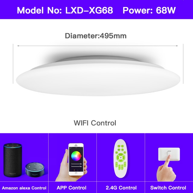 OFFDARKS smart ceiling lamp, compatible with Alexa and Google home,  RGB dimming  ,kitchen,living room,bedroom led ceiling light