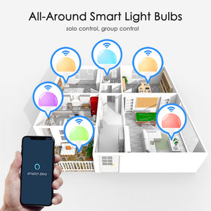 15W WiFi Smart Light Bulb B22 E27 LED RGB Lamp Work with Alexa/Google Home 85-265V RGB+White Dimmable Timer Function Magic Bulb