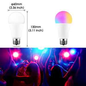 15W WiFi Smart Light Bulb B22 E27 LED RGB Lamp Work with Alexa/Google Home 85-265V RGB+White Dimmable Timer Function Magic Bulb