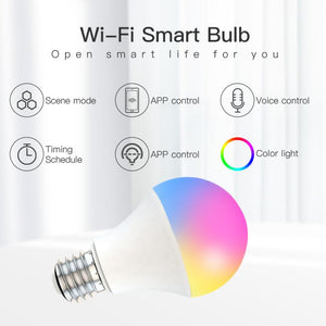15W WiFi Smart Light Bulb,B22/E27 LED RGB Lamp,Work with Alexa/Google Home 85-265V RGB+White Dimmable Timer Function Bulb