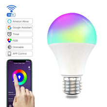 將圖片載入圖庫檢視器 15W WiFi Smart Light Bulb,B22/E27 LED RGB Lamp,Work with Alexa/Google Home 85-265V RGB+White Dimmable Timer Function Bulb
