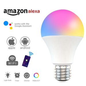 15W WiFi Smart Light Bulb,B22/E27 LED RGB Lamp,Work with Alexa/Google Home 85-265V RGB+White Dimmable Timer Function Bulb