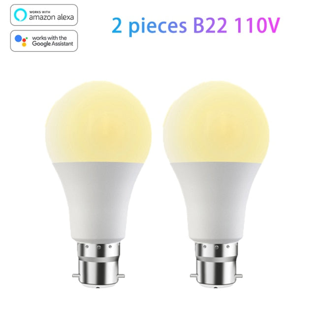 15W 110V/220V WiFi Smart Light Bulb B22 E27 RGB LED Lamp Work  2000-7000K With Alexa Amazon Google Home Dimmable Smart Home