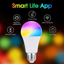 Load image into Gallery viewer, 12w 15w Tuya Smart Light Bulb  Color Changing wifi Light E27 B22 RGB LED Bulb Dimmable Alexa Compatible Smart Life APP Google
