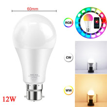 Load image into Gallery viewer, 12w 15w Tuya Smart Light Bulb  Color Changing wifi Light E27 B22 RGB LED Bulb Dimmable Alexa Compatible Smart Life APP Google
