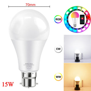 12w 15w Tuya Smart Light Bulb  Color Changing wifi Light E27 B22 RGB LED Bulb Dimmable Alexa Compatible Smart Life APP Google