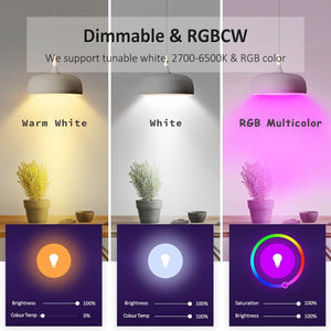 Dimmable E27 B22 LED Lamp RGB 15W WIFI Smart Bulb Bluetooth APP Control RGBWW Light Bulb 85-265V For Home