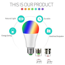 Load image into Gallery viewer, Dimmable E27 B22 LED Lamp RGB 15W WIFI Smart Bulb Bluetooth APP Control RGBWW Light Bulb 85-265V For Home
