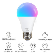 將圖片載入圖庫檢視器 1PC 15W WiFi Smart Light Bulb B22 E27 LED RGB Lamp Work With Alexa Google Home White Dimmable Timer Function Magic Bulb Hot Sale
