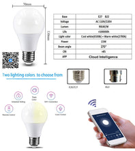 將圖片載入圖庫檢視器 Dimmable 15W B22 E27 WiFi Smart Light Bulb LED Lamp App Operate Alexa Google Assistant Control Wake up Smart Lamp Night Light
