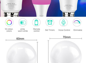 Tuya Smart Light Bulb 12w 15w Color Changing wifi Light E27 B22 RGB LED Bulb Dimmable Alexa Compatible Smart Life APP Google