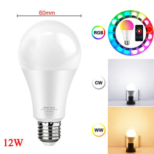 Tuya Smart Light Bulb 12w 15w Color Changing wifi Light E27 B22 RGB LED Bulb Dimmable Alexa Compatible Smart Life APP Google